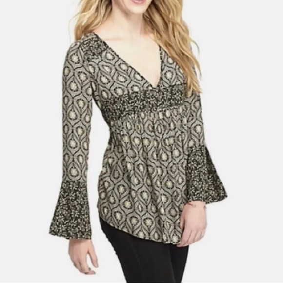 Free People Rolling Hills Floral Bell Sleeve Boho Tunic Size XS Multicolor - Picture 1 of 8